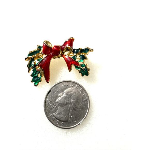 Christmas Wreath Swag Holiday Pin Brooch - Picture 3 of 3